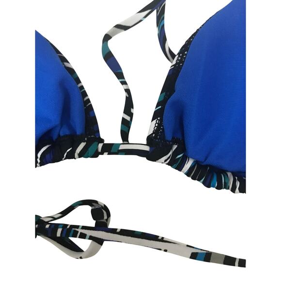 SURFSIDE Classic String Bikini 2PC Set, Blue, White, Black, & Teal, Small, NWT - Picture 8 of 8